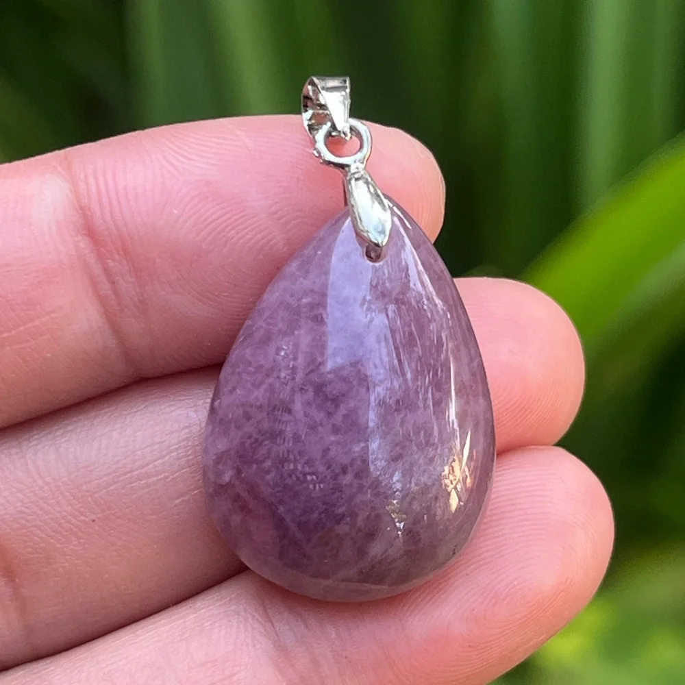 Sterling silver 925 stamped dainty Madagascar purple rose quartz pendant‎ 1716